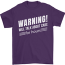 Warning Will Talk About Cars Funny Mens T-Shirt 100% Cotton Purple