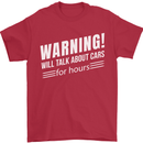 Warning Will Talk About Cars Funny Mens T-Shirt 100% Cotton Red