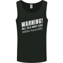 Warning Will Talk About Cars Funny Mens Vest Tank Top Black