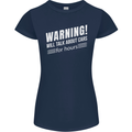Warning Will Talk About Cars Funny Womens Petite Cut T-Shirt Navy Blue