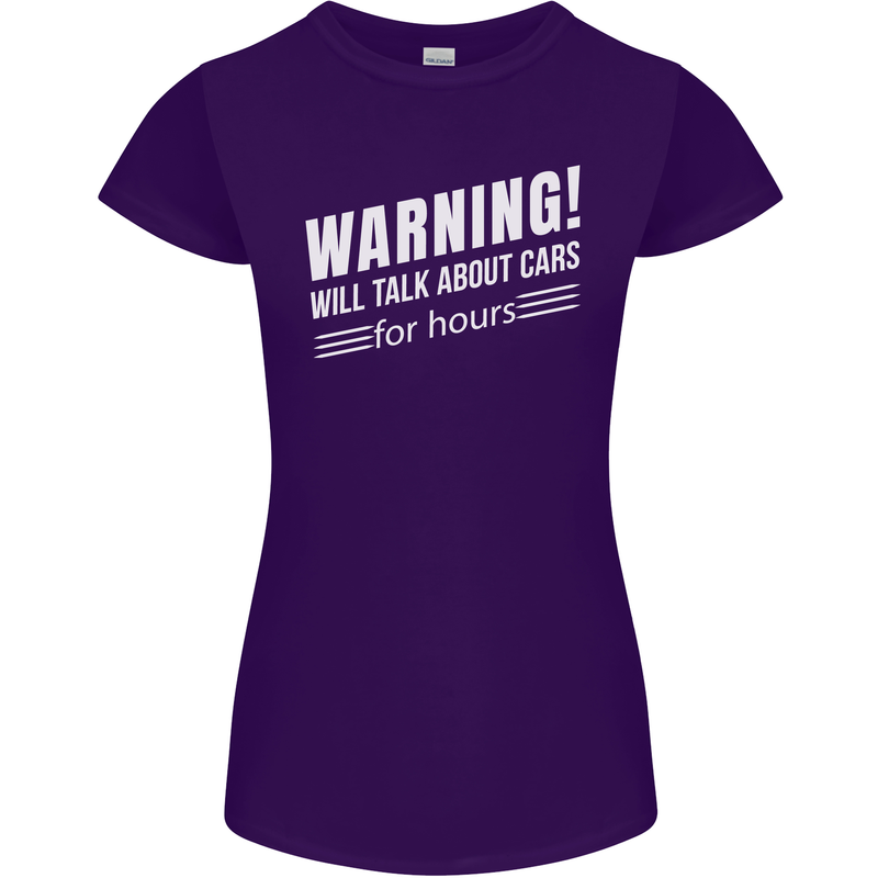 Warning Will Talk About Cars Funny Womens Petite Cut T-Shirt Purple