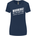 Warning Will Talk About Cars Funny Womens Wider Cut T-Shirt Navy Blue
