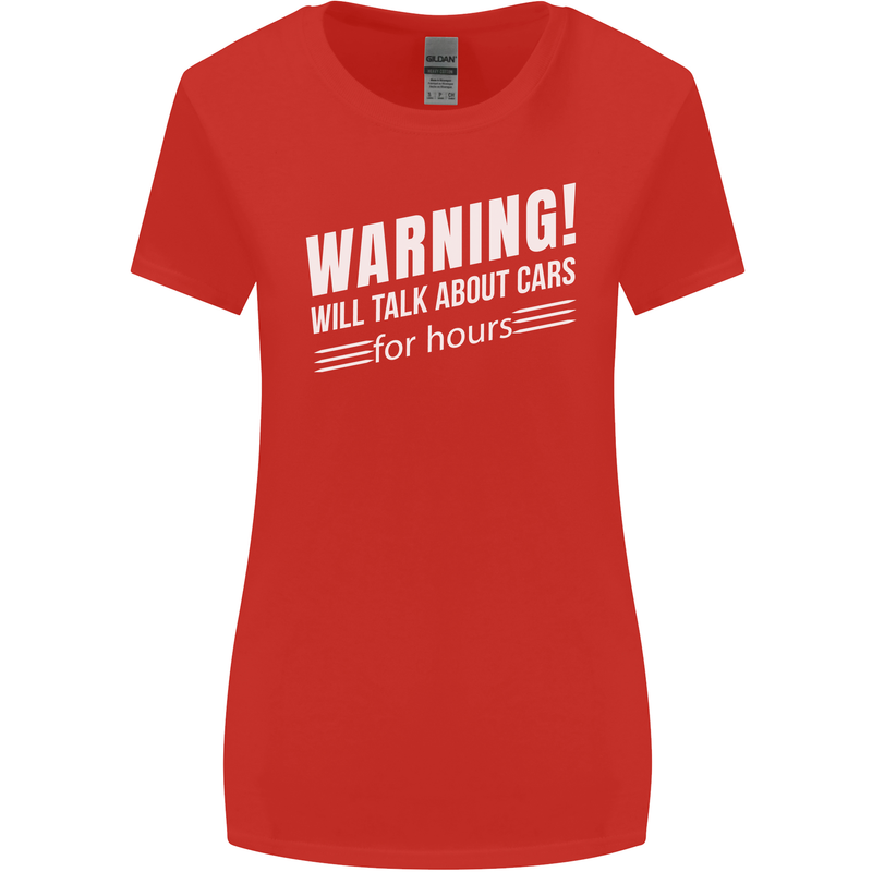 Warning Will Talk About Cars Funny Womens Wider Cut T-Shirt Red