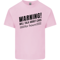 Warning Will Talk About Cars Kids T-Shirt Childrens Light Pink