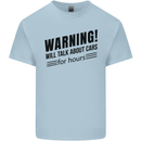 Warning Will Talk About Cars Mens Cotton T-Shirt Tee Top Light Blue