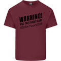 Warning Will Talk About Cars Mens Cotton T-Shirt Tee Top Maroon