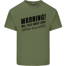 Warning Will Talk About Cars Mens Cotton T-Shirt Tee Top Military Green
