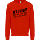 Warning Will Talk About Cars Mens Sweatshirt Jumper Bright Red