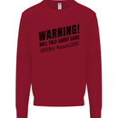 Warning Will Talk About Cars Mens Sweatshirt Jumper Red
