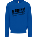 Warning Will Talk About Cars Mens Sweatshirt Jumper Royal Blue