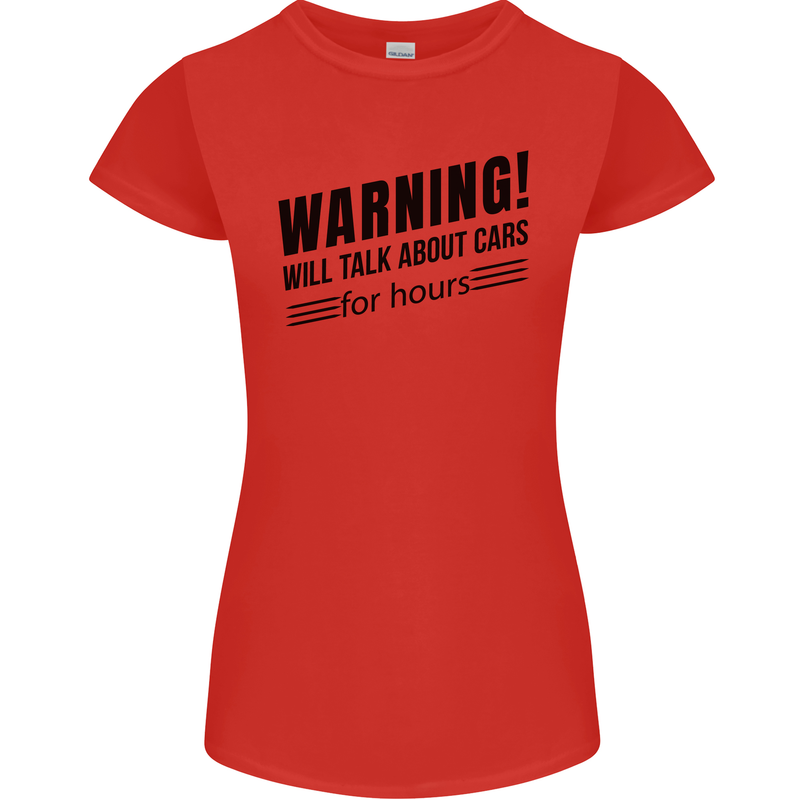 Warning Will Talk About Cars Womens Petite Cut T-Shirt Red