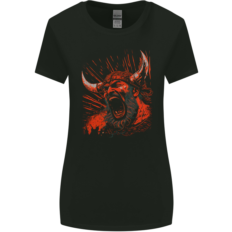 Warrior Cry Viking Valhalla Odin Norse Gods Womens Wider Cut T-Shirt Black