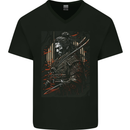 Warrior of the Samurai Japanese MMA Mens V-Neck Cotton T-Shirt Black