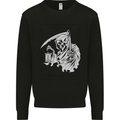 Wasted Life Grim Reaper Gothic Biker Skull Kids Sweatshirt Jumper Black