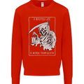 Wasted Life Grim Reaper Gothic Biker Skull Kids Sweatshirt Jumper Bright Red