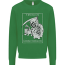 Wasted Life Grim Reaper Gothic Biker Skull Kids Sweatshirt Jumper Irish Green