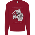 Wasted Life Grim Reaper Gothic Biker Skull Kids Sweatshirt Jumper Red