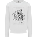 Wasted Life Grim Reaper Gothic Biker Skull Kids Sweatshirt Jumper White