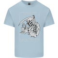 Wasted Life Grim Reaper Gothic Biker Skull Kids T-Shirt Childrens Light Blue