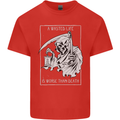 Wasted Life Grim Reaper Gothic Biker Skull Kids T-Shirt Childrens Red
