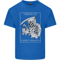 Wasted Life Grim Reaper Gothic Biker Skull Kids T-Shirt Childrens Royal Blue