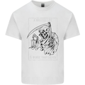 Wasted Life Grim Reaper Gothic Biker Skull Kids T-Shirt Childrens White