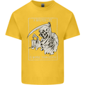 Wasted Life Grim Reaper Gothic Biker Skull Kids T-Shirt Childrens Yellow