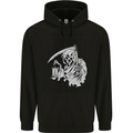 Wasted Life Grim Reaper Gothic Biker Skull Mens 80% Cotton Hoodie Black