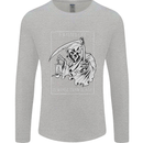 Wasted Life Grim Reaper Gothic Biker Skull Mens Long Sleeve T-Shirt Sports Grey