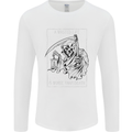 Wasted Life Grim Reaper Gothic Biker Skull Mens Long Sleeve T-Shirt White