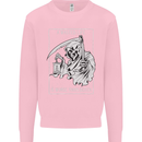 Wasted Life Grim Reaper Gothic Biker Skull Mens Sweatshirt Jumper Light Pink