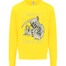Wasted Life Grim Reaper Gothic Biker Skull Mens Sweatshirt Jumper Yellow