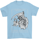 Wasted Life Grim Reaper Gothic Biker Skull Mens T-Shirt Cotton Gildan Light Blue