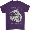 Wasted Life Grim Reaper Gothic Biker Skull Mens T-Shirt Cotton Gildan Purple
