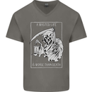 Wasted Life Grim Reaper Gothic Biker Skull Mens V-Neck Cotton T-Shirt Charcoal