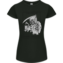 Wasted Life Grim Reaper Gothic Biker Skull Womens Petite Cut T-Shirt Black