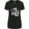 Wasted Life Grim Reaper Gothic Biker Skull Womens Wider Cut T-Shirt Black