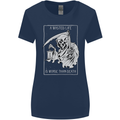 Wasted Life Grim Reaper Gothic Biker Skull Womens Wider Cut T-Shirt Navy Blue