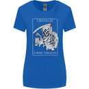 Wasted Life Grim Reaper Gothic Biker Skull Womens Wider Cut T-Shirt Royal Blue