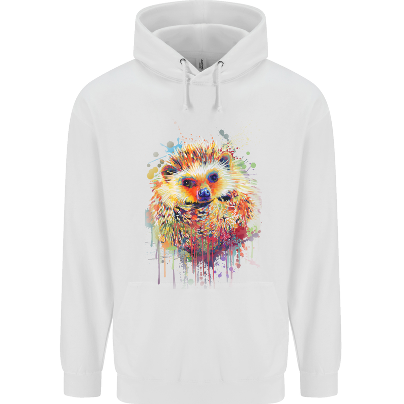 Watercolour Hedgehog Childrens Kids Hoodie White