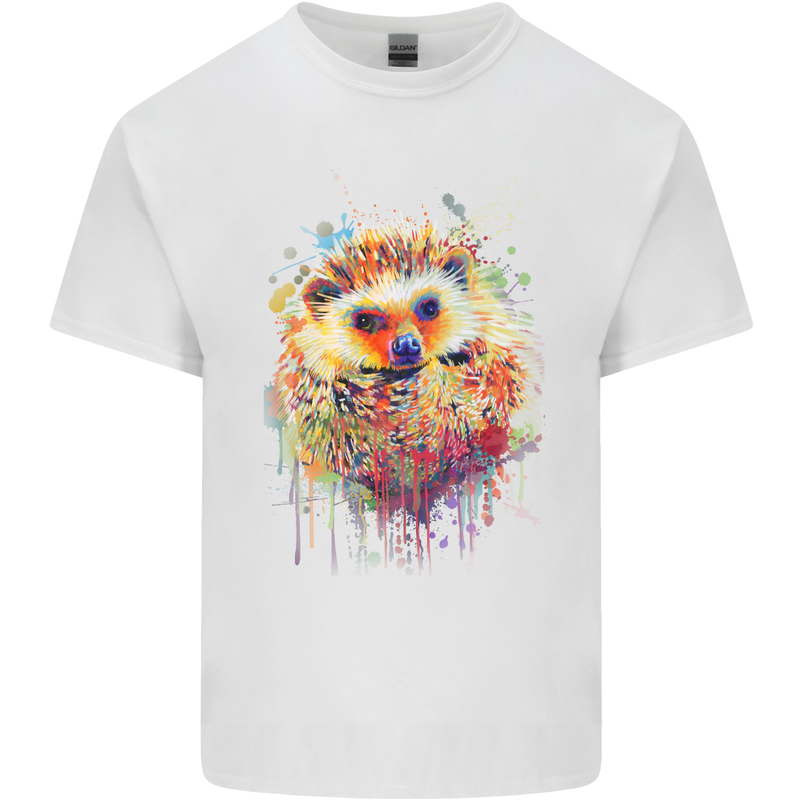 Watercolour Hedgehog Mens Cotton T-Shirt Tee Top White