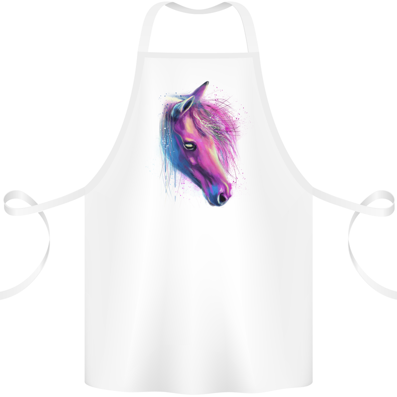 Watercolour Horse Cotton Apron 100% Organic White