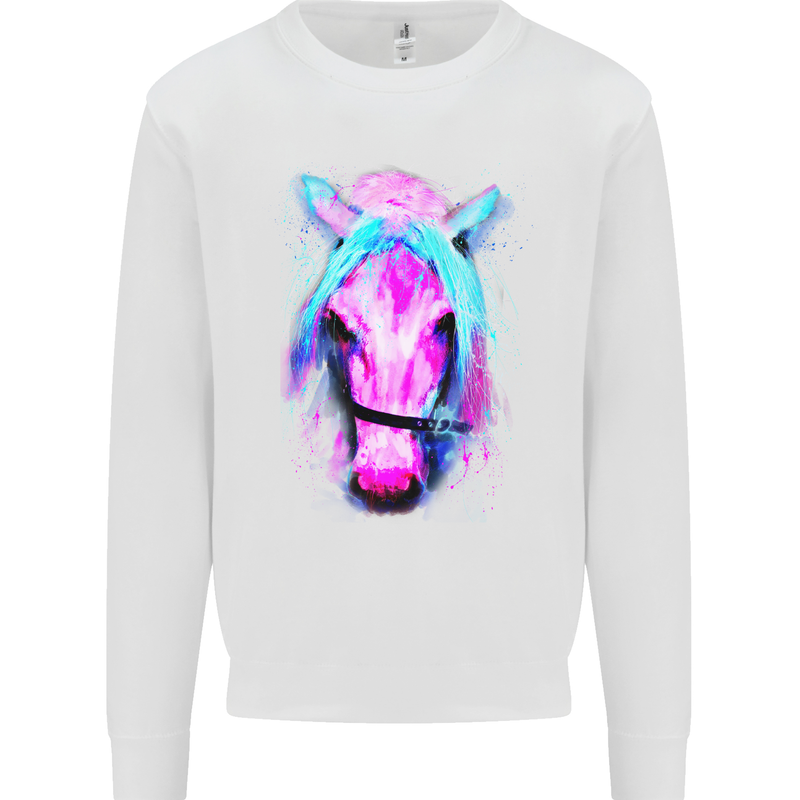 Watercolour Horse Kids Sweatshirt Jumper White