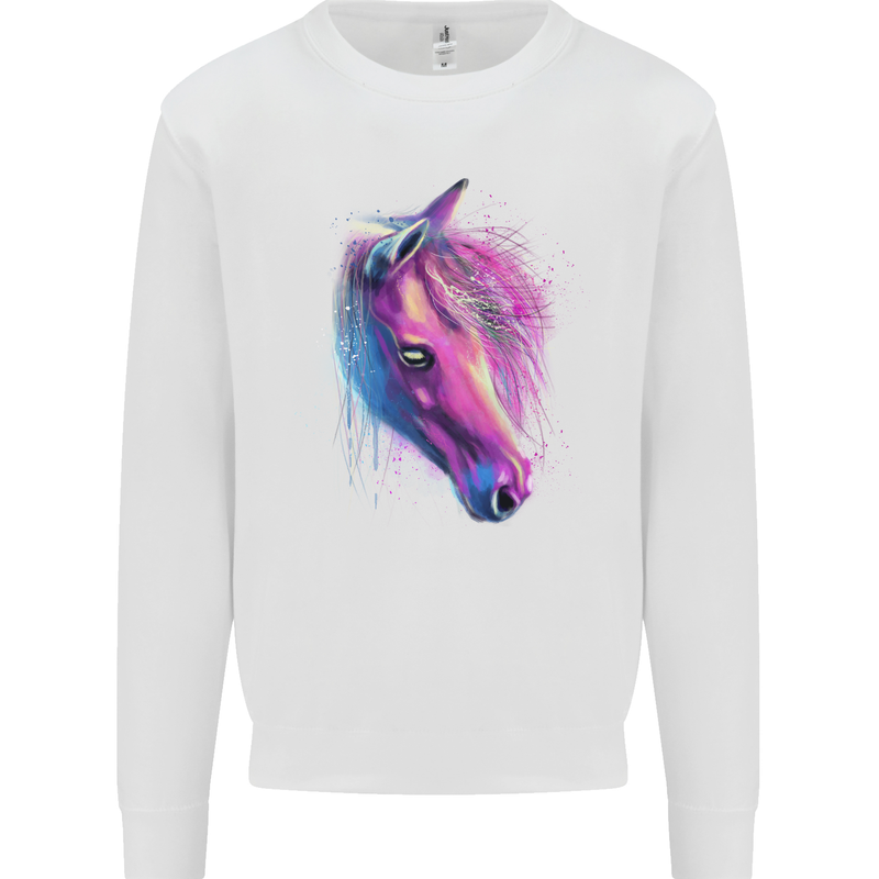 Watercolour Horse Kids Sweatshirt Jumper White