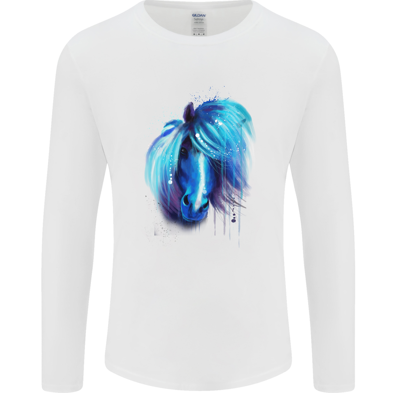 Watercolour Horse Mens Long Sleeve T-Shirt White