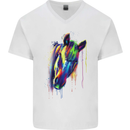 Watercolour Horse Mens V-Neck Cotton T-Shirt White