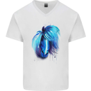 Watercolour Horse Mens V-Neck Cotton T-Shirt White