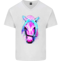 Watercolour Horse Mens V-Neck Cotton T-Shirt White