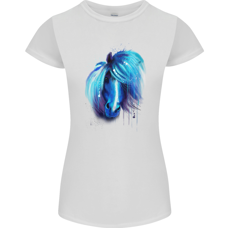 Watercolour Horse Womens Petite Cut T-Shirt White