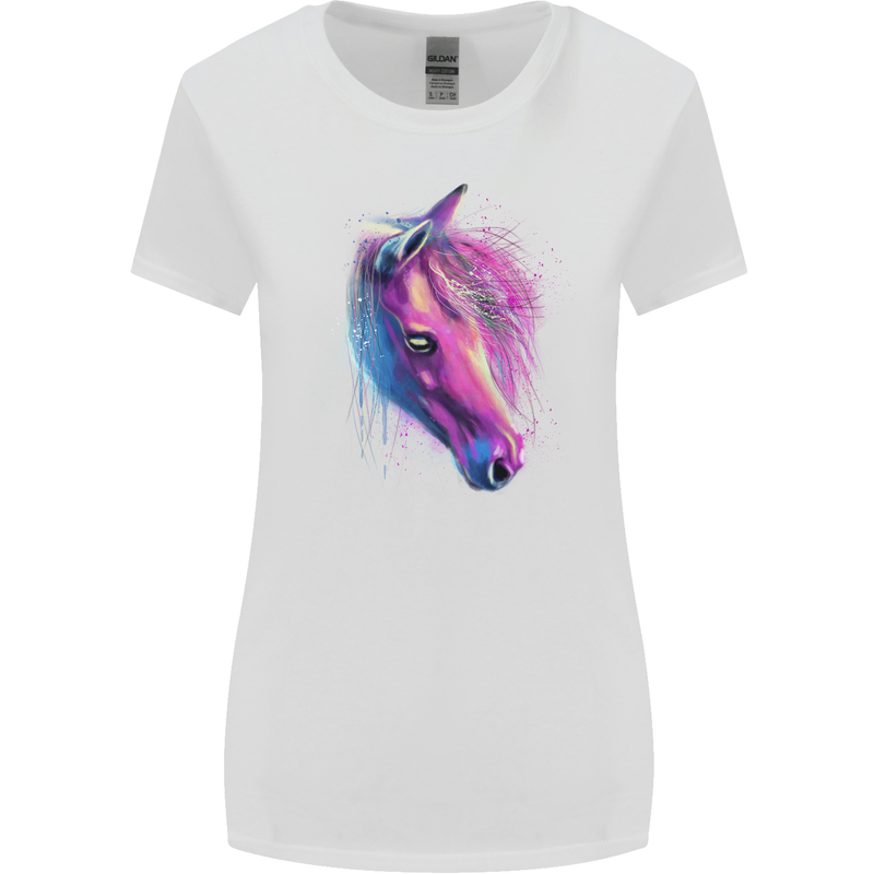 Watercolour Horse Womens Wider Cut T-Shirt White